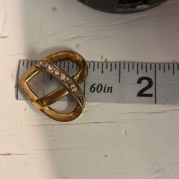 1” retired Premier Designs “Romantic” gold tone open cross crossed heart pendant - Picture 9 of 10